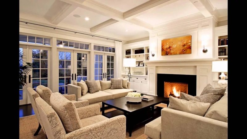 The living room with a fireplace