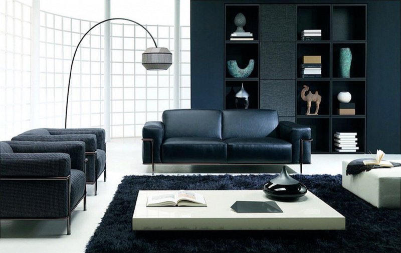 Black furniture in the interior