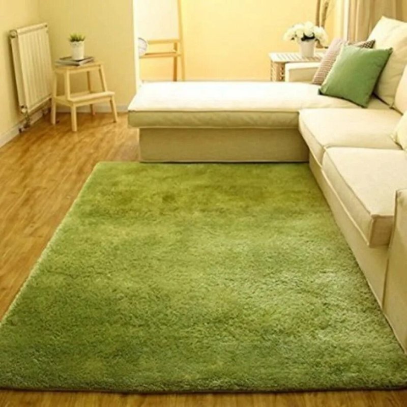 Green carpet in the interior