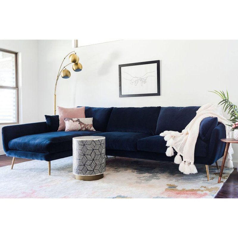 Blue velvet sofa