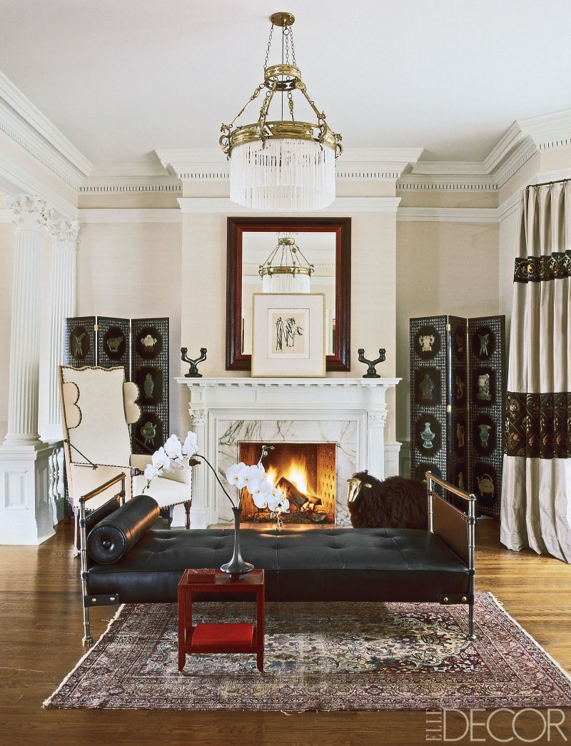 The living room with a fireplace