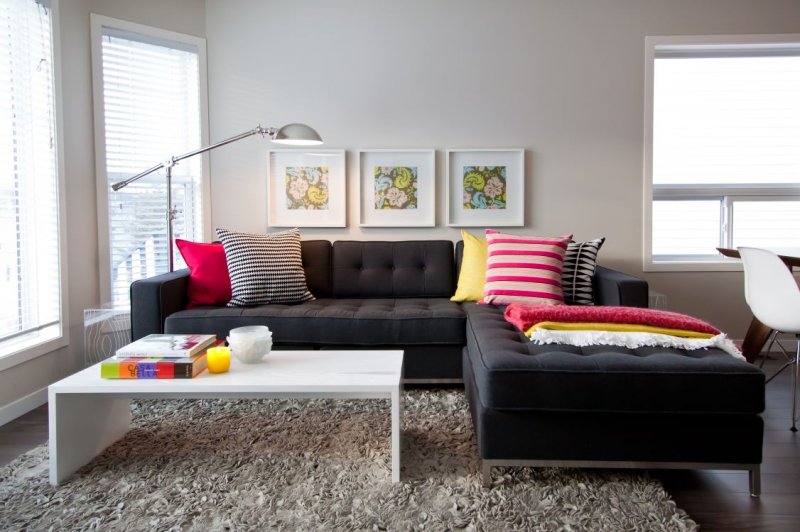 Bright sofas in the interior