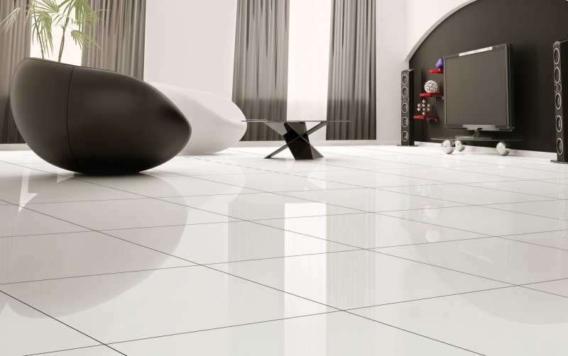 White tile on the floor