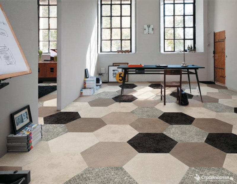 Hexagon tiles is floor