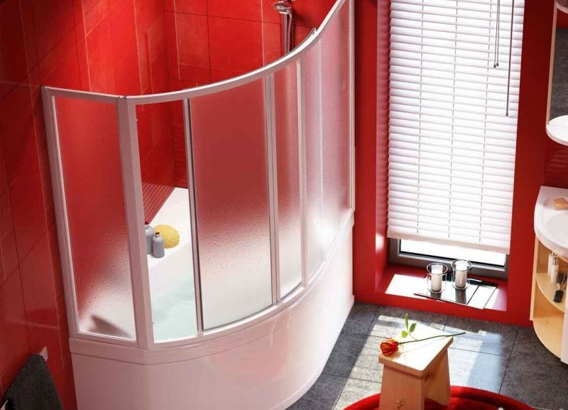 Glass corner curtain for the bathroom Triton