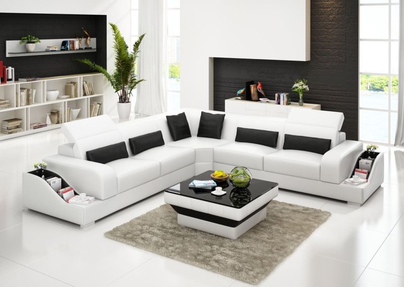 White leather corner sofa