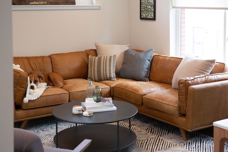 Leather sofa in the interior