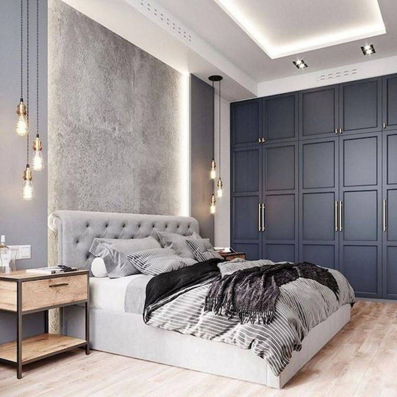 The bedroom is stylish