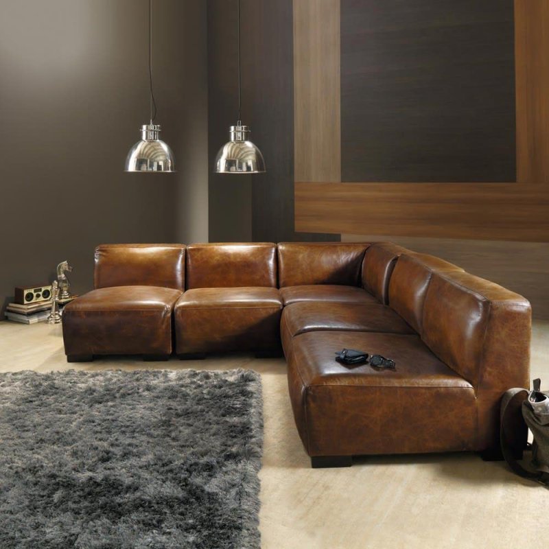 Leather sofa in the interior