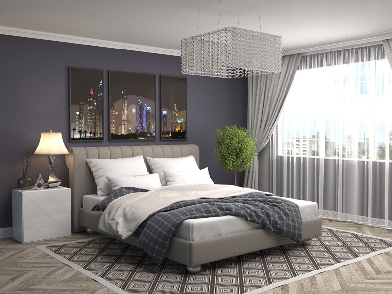 Bedical in a modern style in gray tones