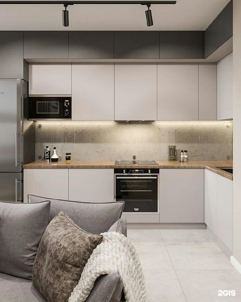 Corner kitchen design in a modern style