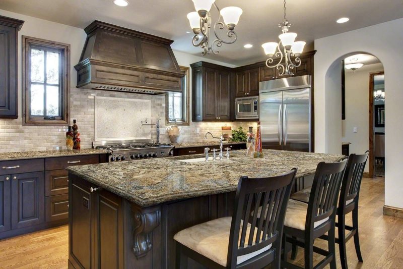 Kitchen island made of stone