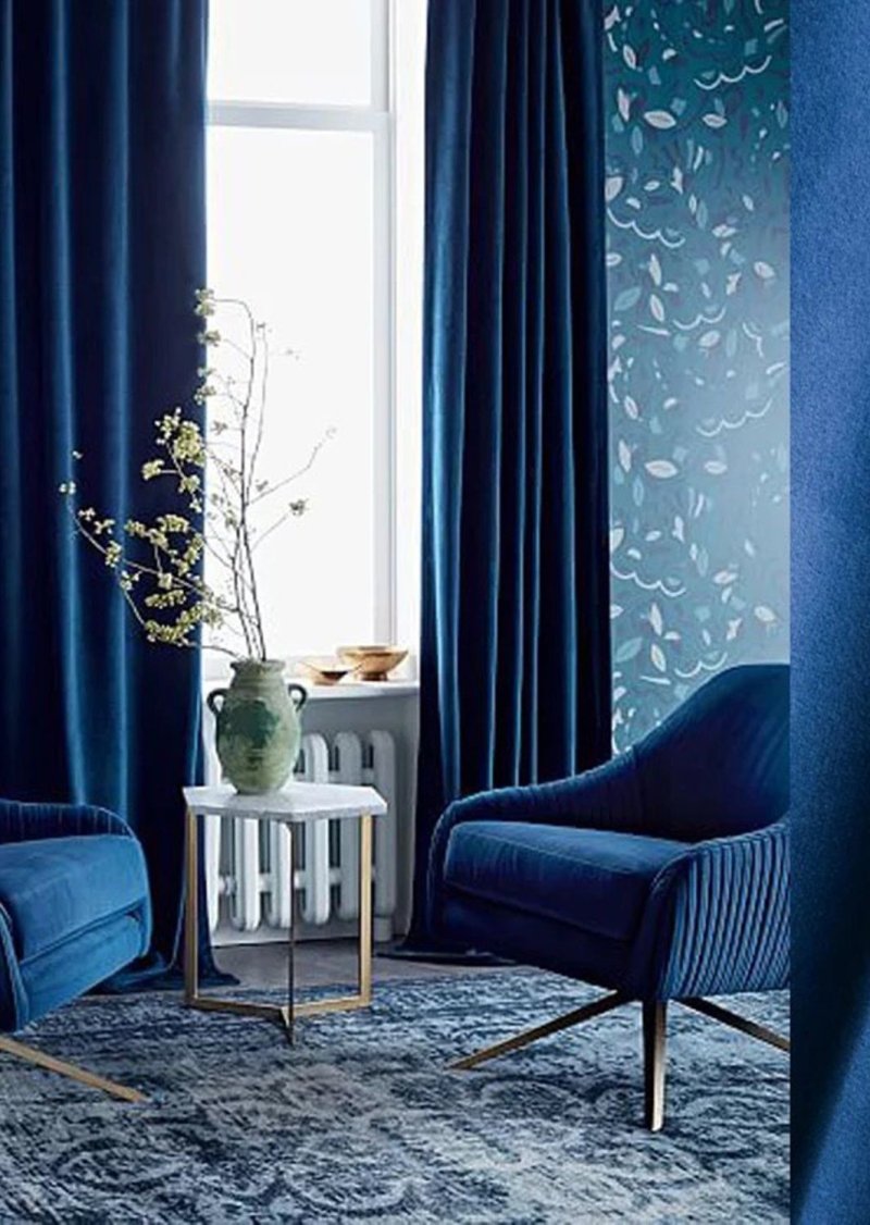 Dark blue curtains