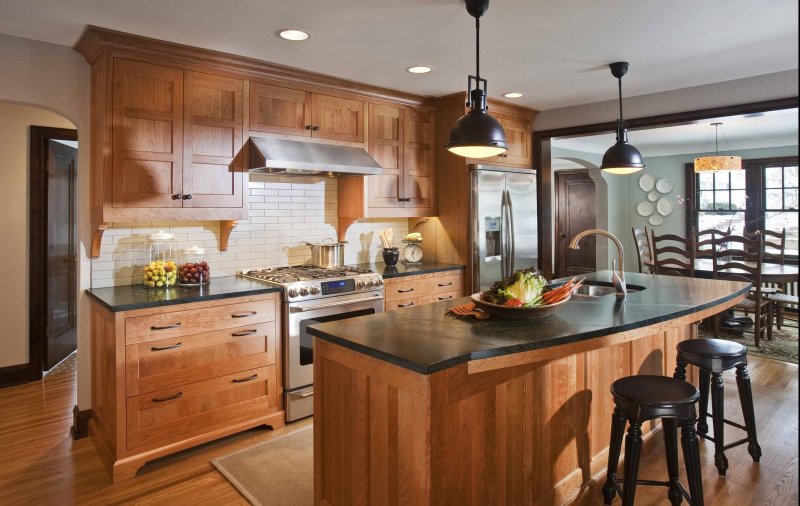 Kitchens in a wooden house