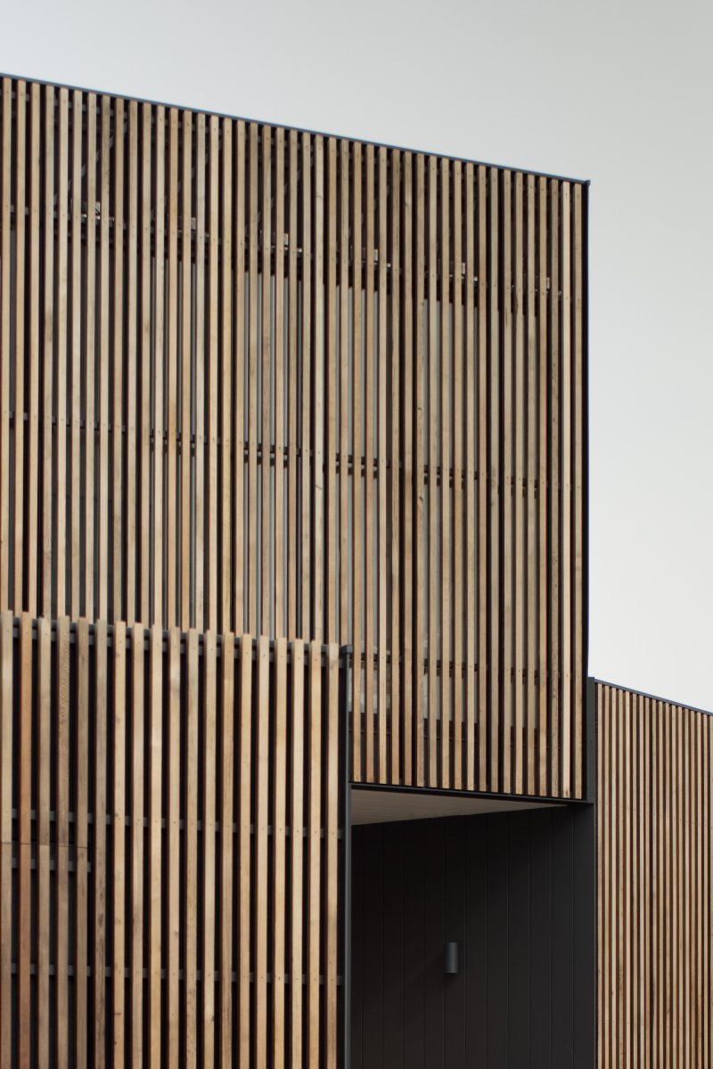 Wooden facades of buildings