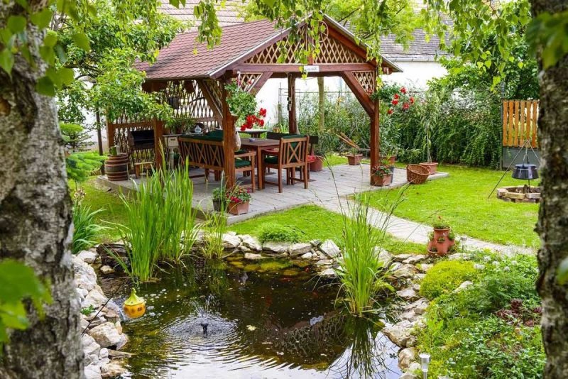 Garden with a gazebo