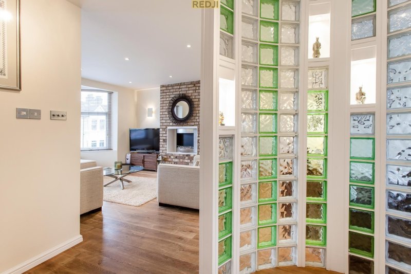 Glass blocks in the interior of the partition