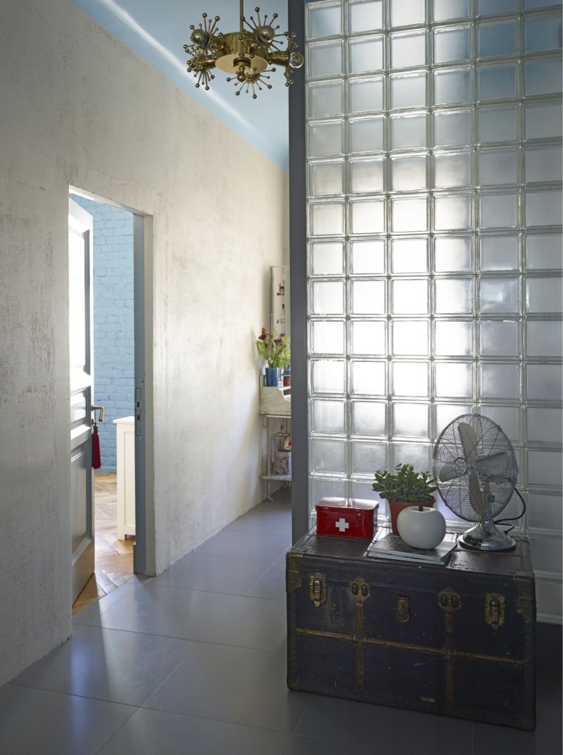 Glass blocks in the interior loft