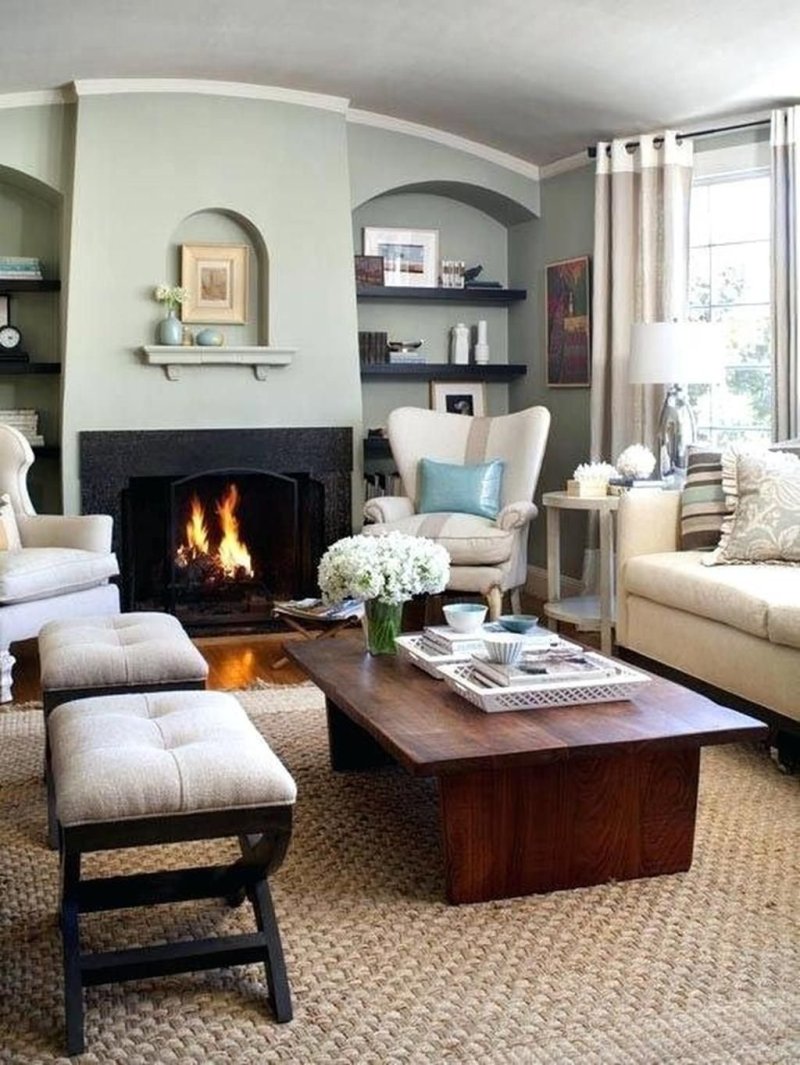 Living room interior with fireplace