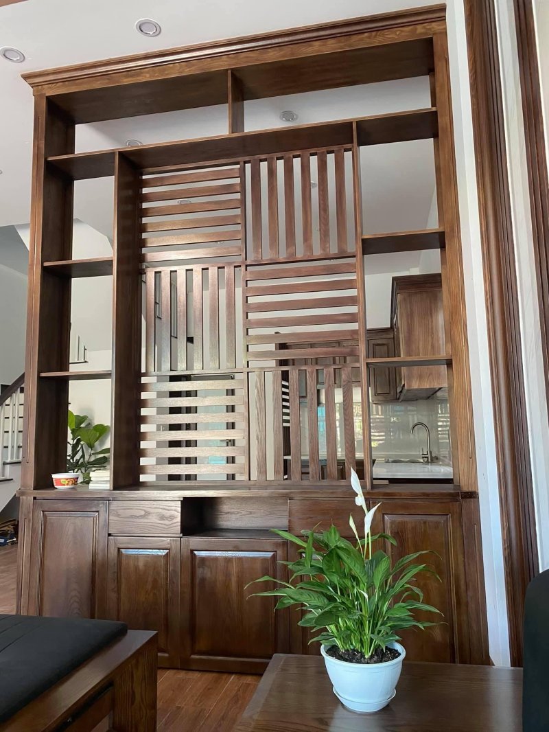 Wooden partition for zoning a room