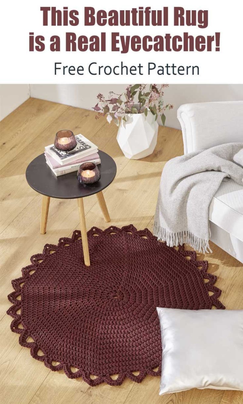 Knitted round rugs crocheted