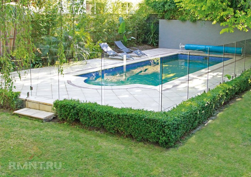 Glass fence of the pool