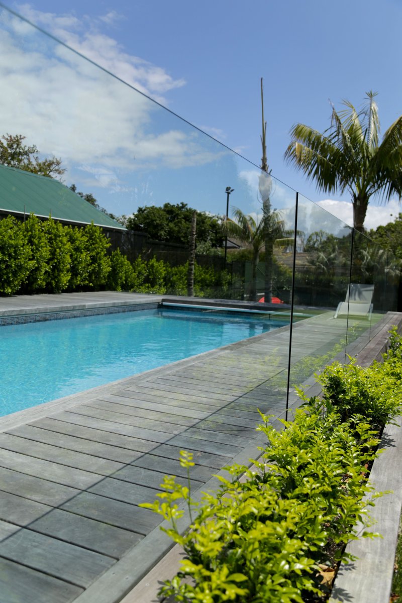 Glass fence of the pool