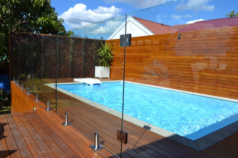 Glass fence of the pool