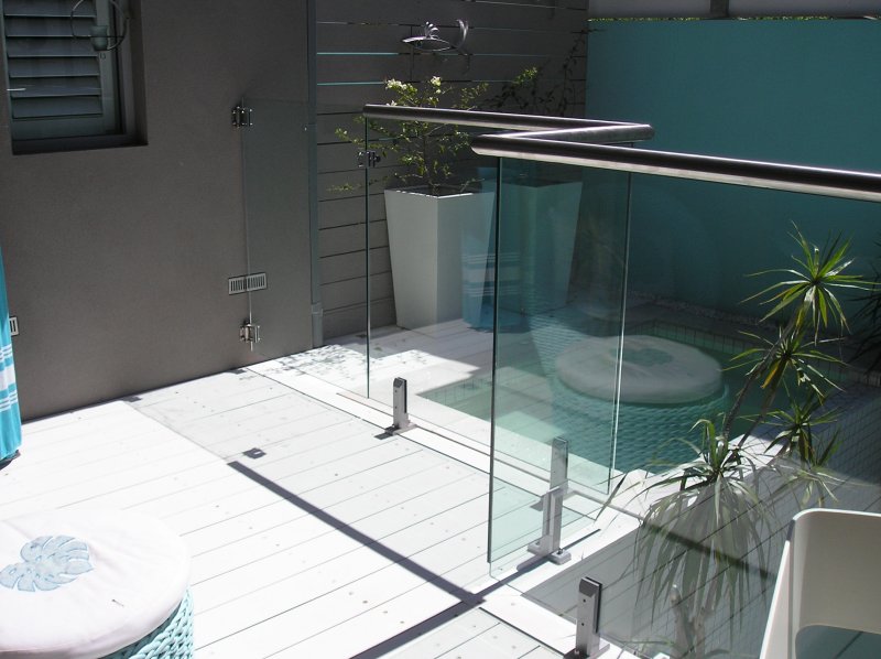 Glass fence of the pool