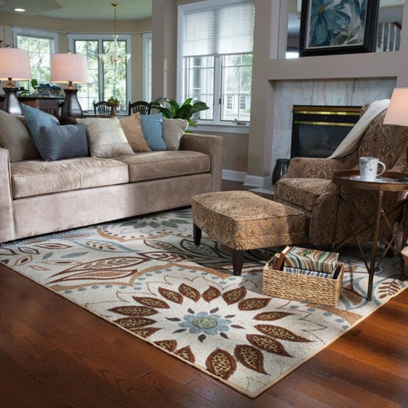 Carpet in the interior of the living room in a modern style