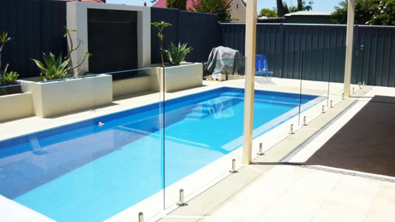 Glass fence of the pool