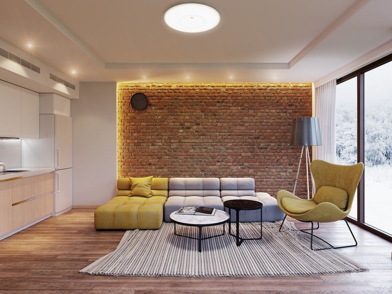 Brick wall design in the interior