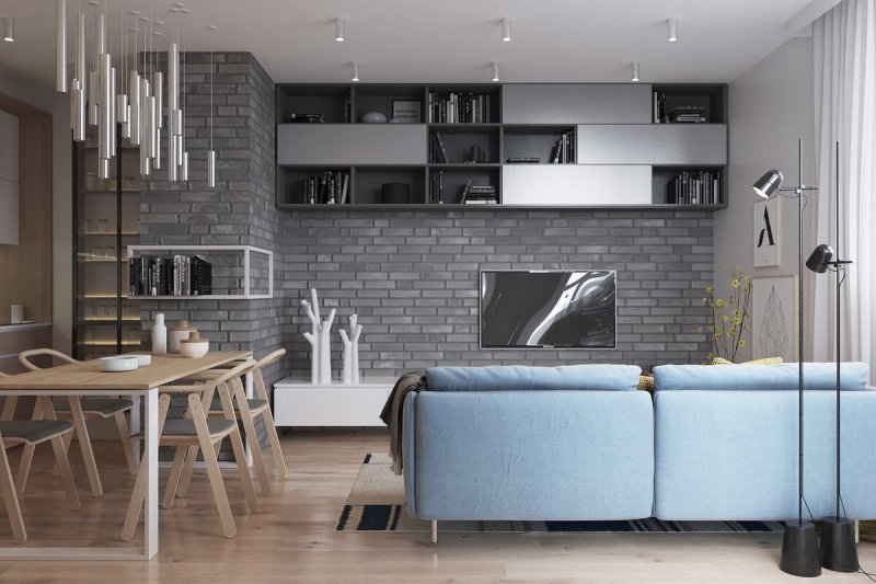 Kitchen living room in loft style