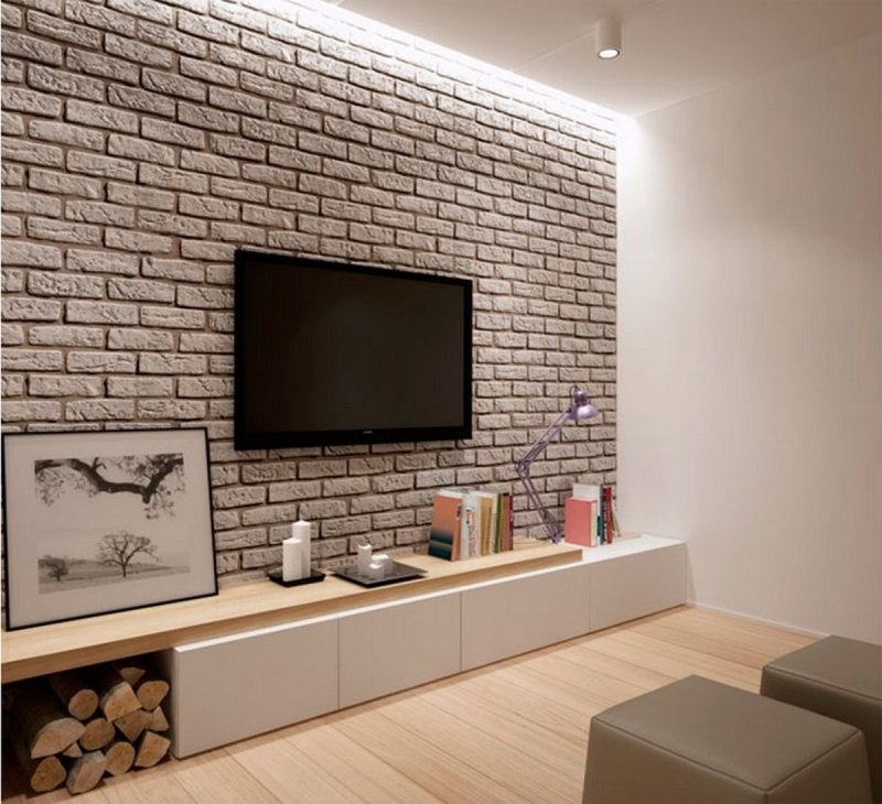 Decorative brick in the living room