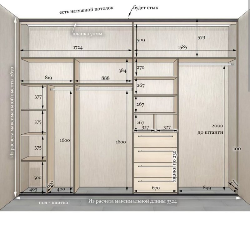 The project of the cabinet compartment