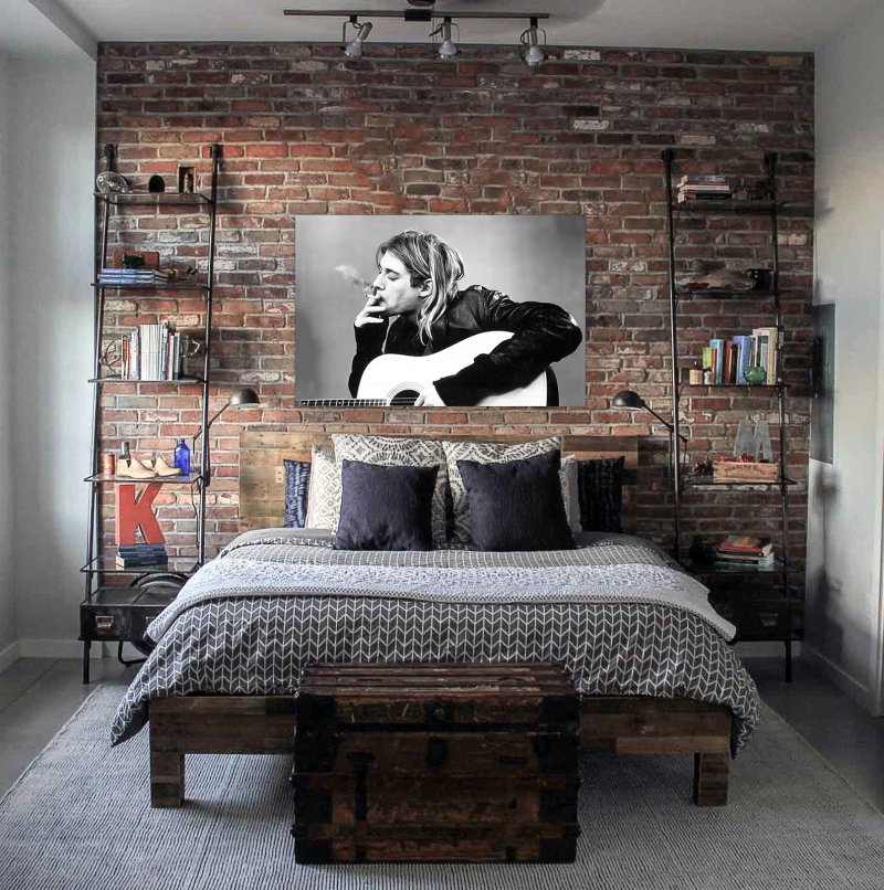 Loft industrial loft -style bedroom