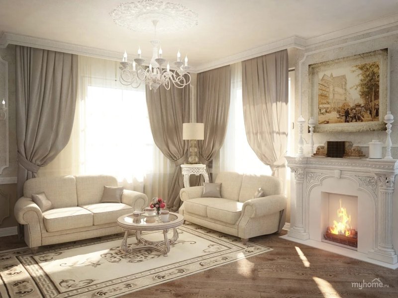 Empire -style living room in light colors