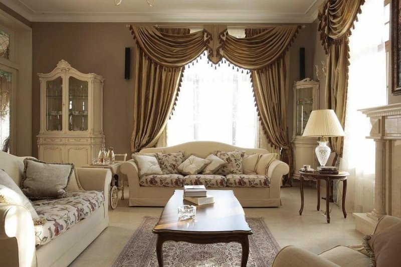 Living room curtains in a classic style