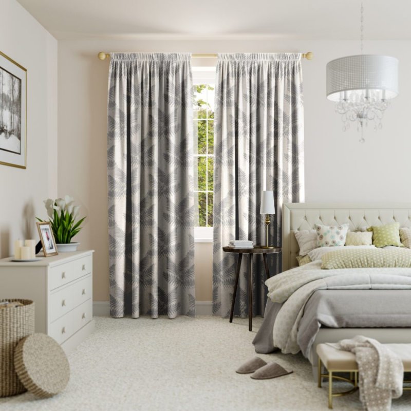 Gray curtains in the interior