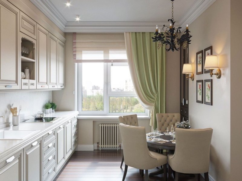 Curtains in the kitchen in the interior