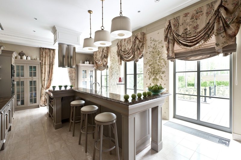 Curtains in the interior of the kitchen