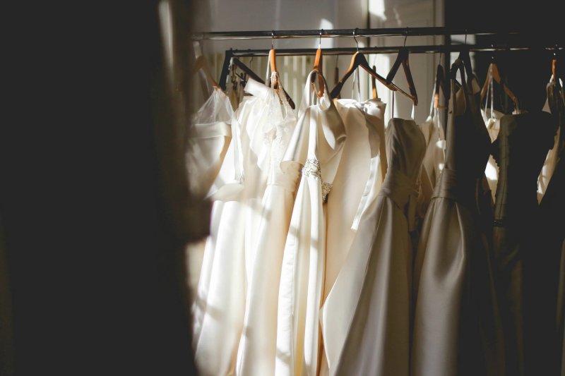 Wedding dress on a hanger