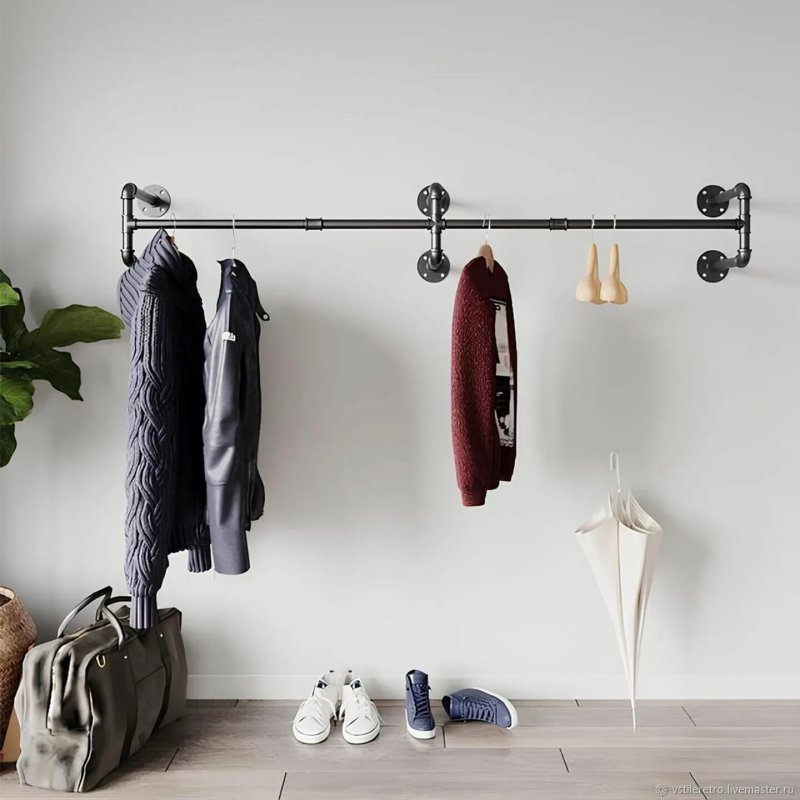 Rail for clothes in the style of loft