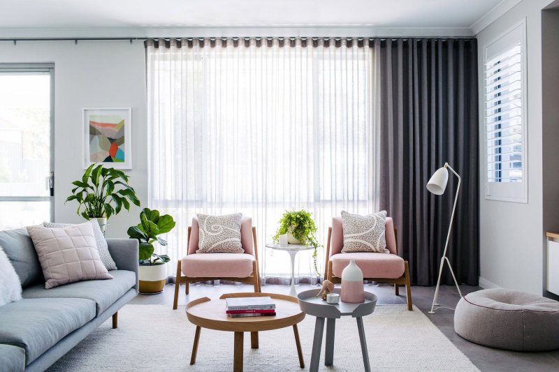 Living room curtains in a modern style