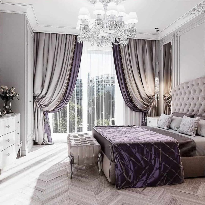 Design of curtains for bedrooms in a modern style