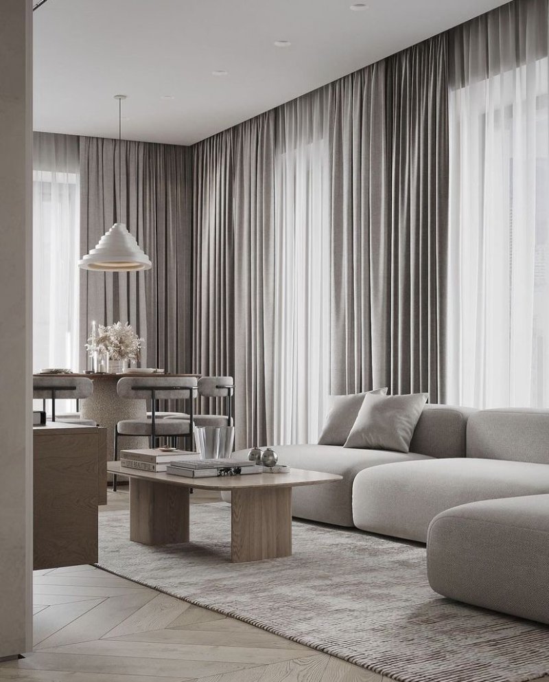 Living room curtains in a modern style