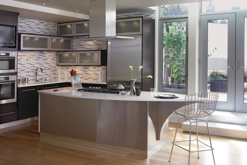 The design of the kitchen is modern