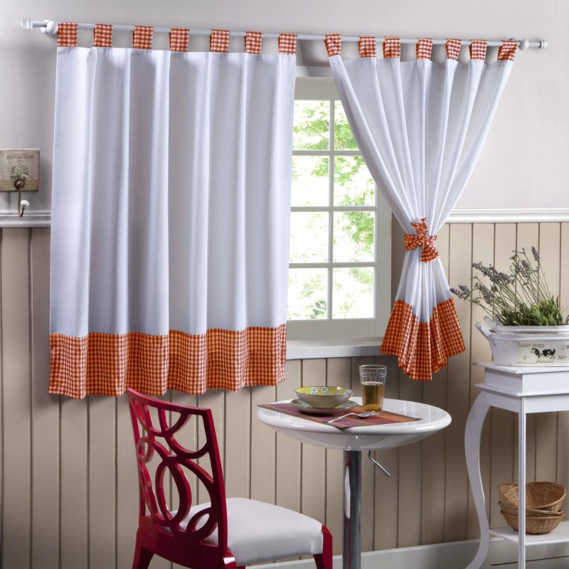 The curtain in the kitchen