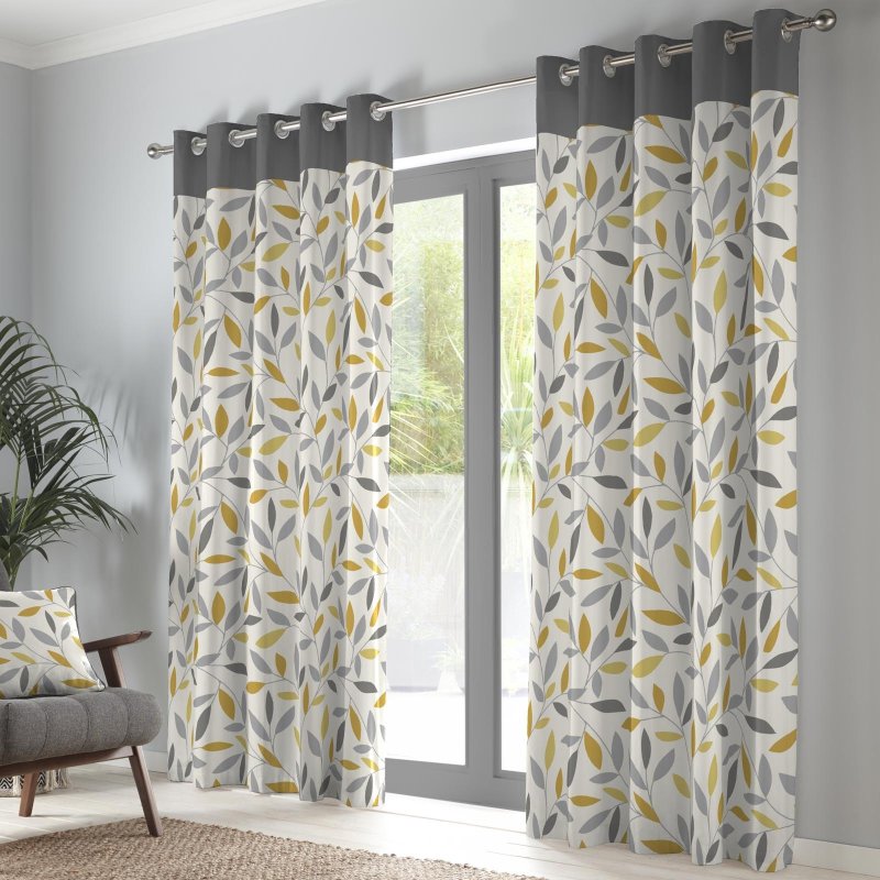 The curtains are gray yellow