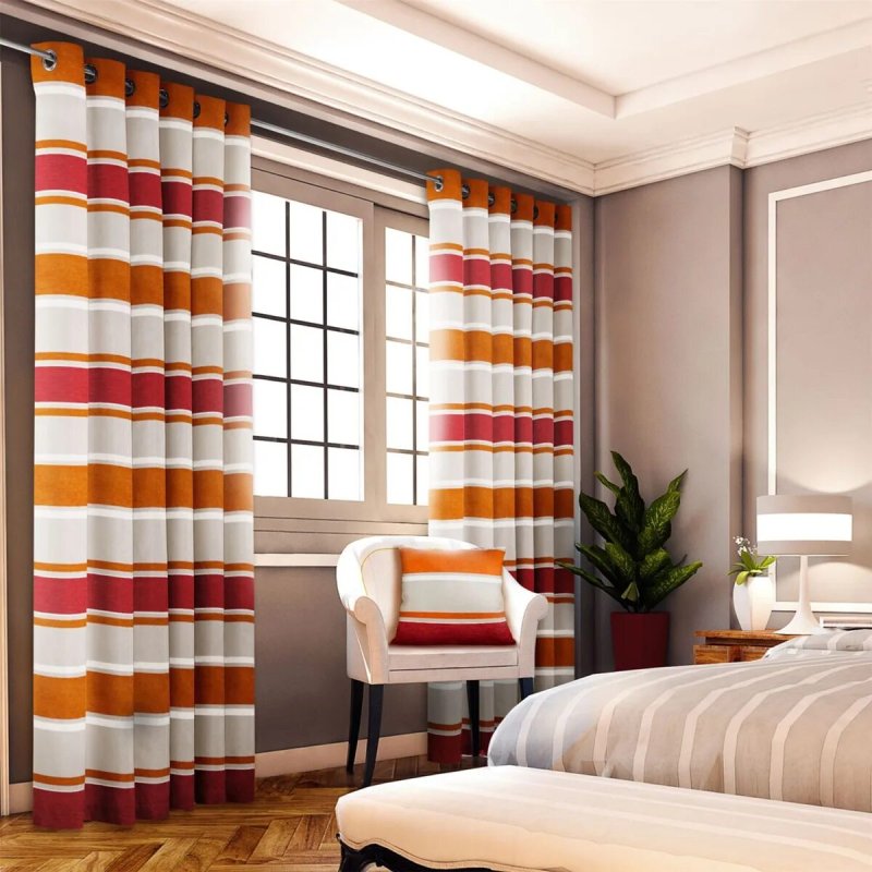 Striped curtains in the interior